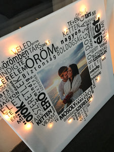 Szöveges vászonkép a szerelmeseknek LED világítással