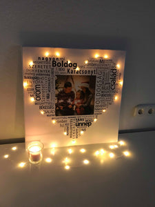 Karácsonyi szöveges vászonkép  LED világítással