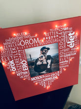 Load image into Gallery viewer, Színes szöveges vászonkép a szerelmeseknek LED világítással