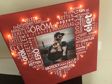 Load image into Gallery viewer, Színes szöveges vászonkép a szerelmeseknek LED világítással