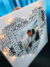 Load image into Gallery viewer, Szöveges vászonkép a szerelmeseknek LED világítással