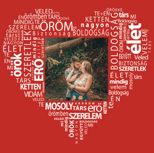 Load image into Gallery viewer, Szöveges színes vászonkép a szerelmeseknek (piros,zöld,kék,sárga)