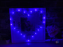 Load image into Gallery viewer, Szöveges vászonkép kék színes LED világítással