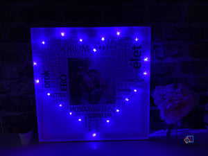 Szöveges vászonkép kék színes LED világítással