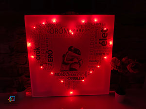 Szöveges vászonkép piros színes LED világítással